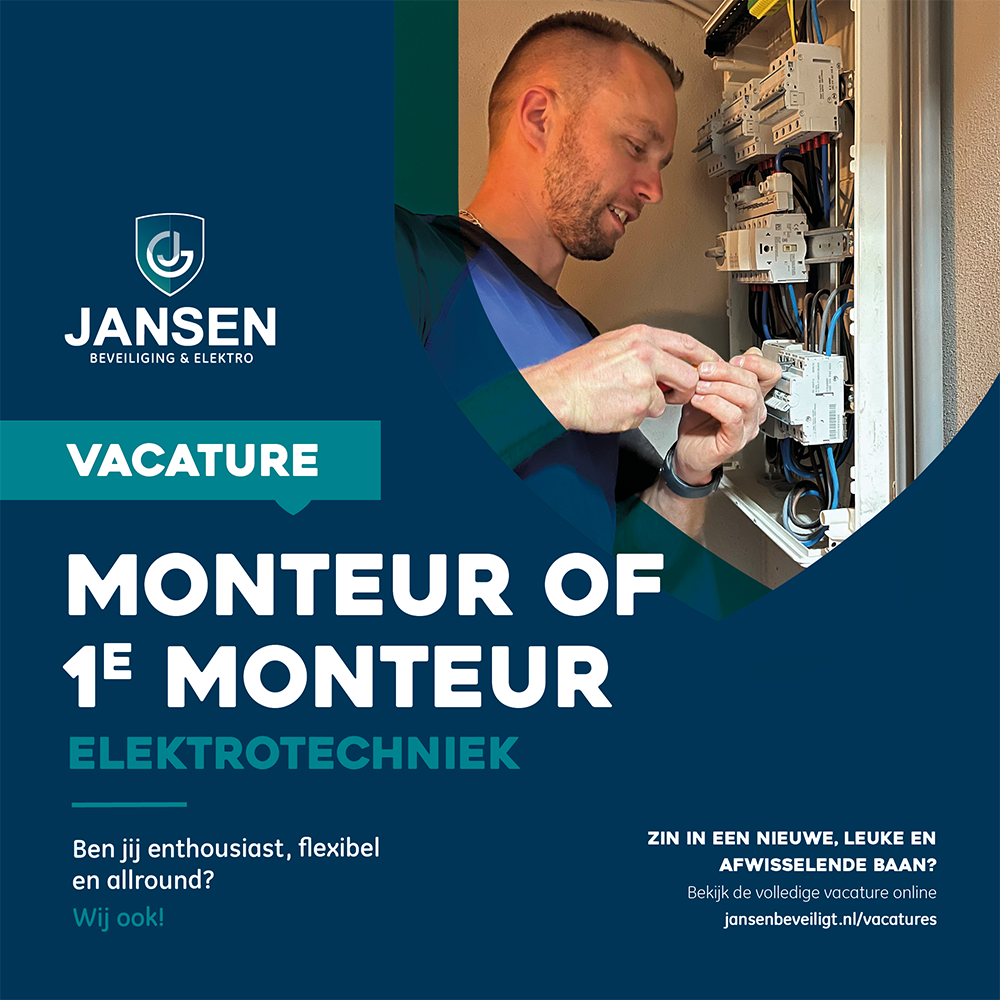 vacature monteur Jansen Beveiliging en Elektro Ermelo