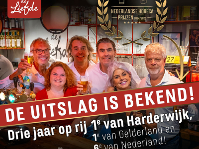 Voor de 3e jaar op rij is café de liefde uitgeroepen tot hét leukste café van Harderwijk! 